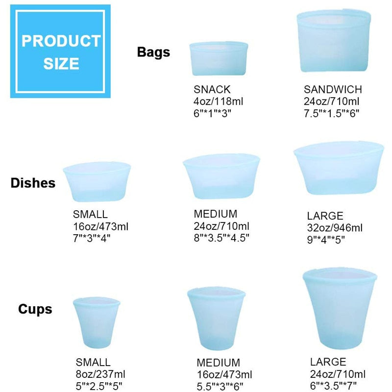 Silicone Food Storage Set (Reusable)