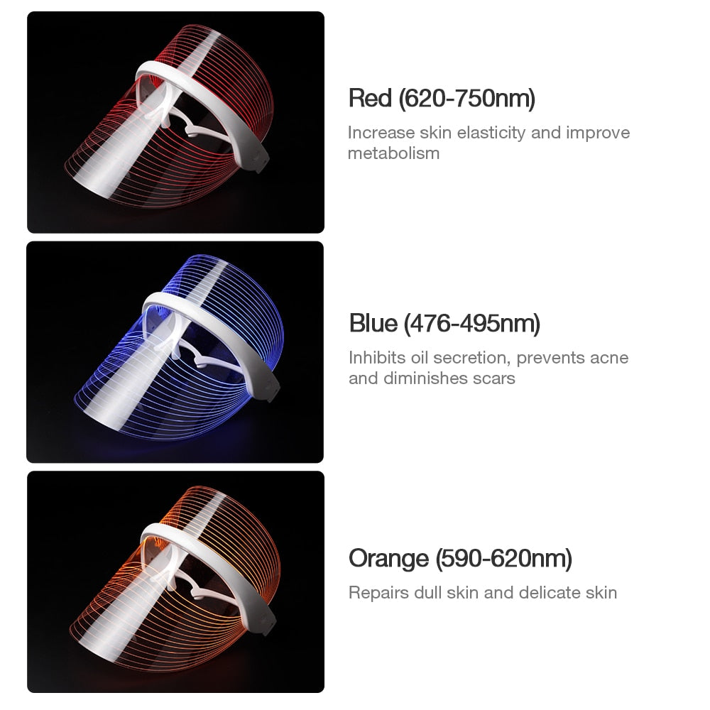 3-Color LED Face Therapy Mask